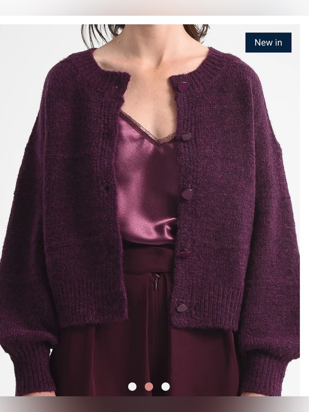 Molly Bracken Plum Prune Knitted Cardigan Women’s Size Small Warm Cozy Fall